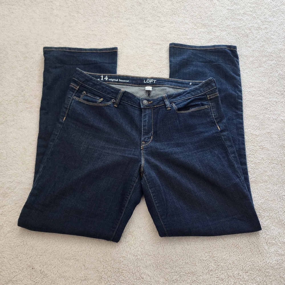 LOFT Mid Rise Original Bootcut Jeans, Women's Size 14, EUC - Dark Wash